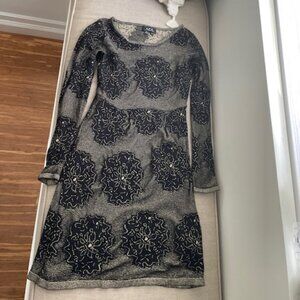 APC sea cotton knit sweater woven dress XS 34 36 - long sleeve